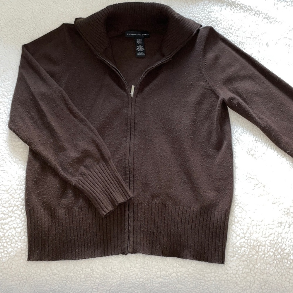 Josephine Chaus Brown Zip-up Sweater